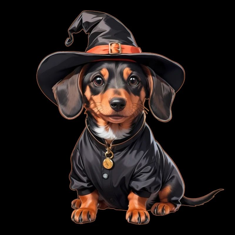 Sorcière teckel avec chapeau de sorcière Halloween Teckel
