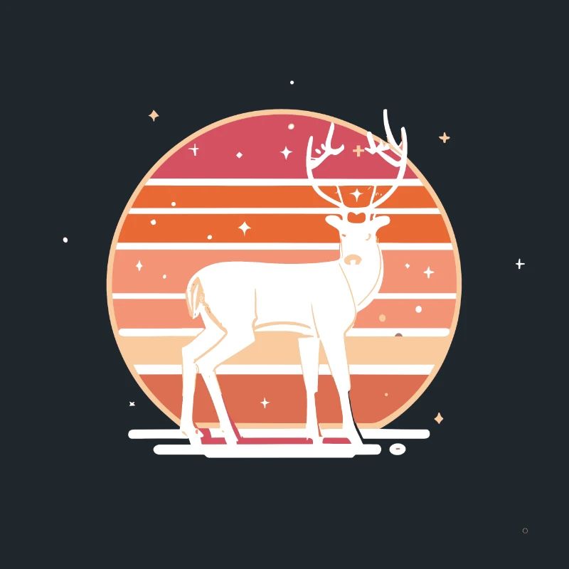 Cerf rétro du coucher du soleil