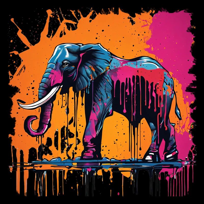 Colorful Paint Dripping Elephant
