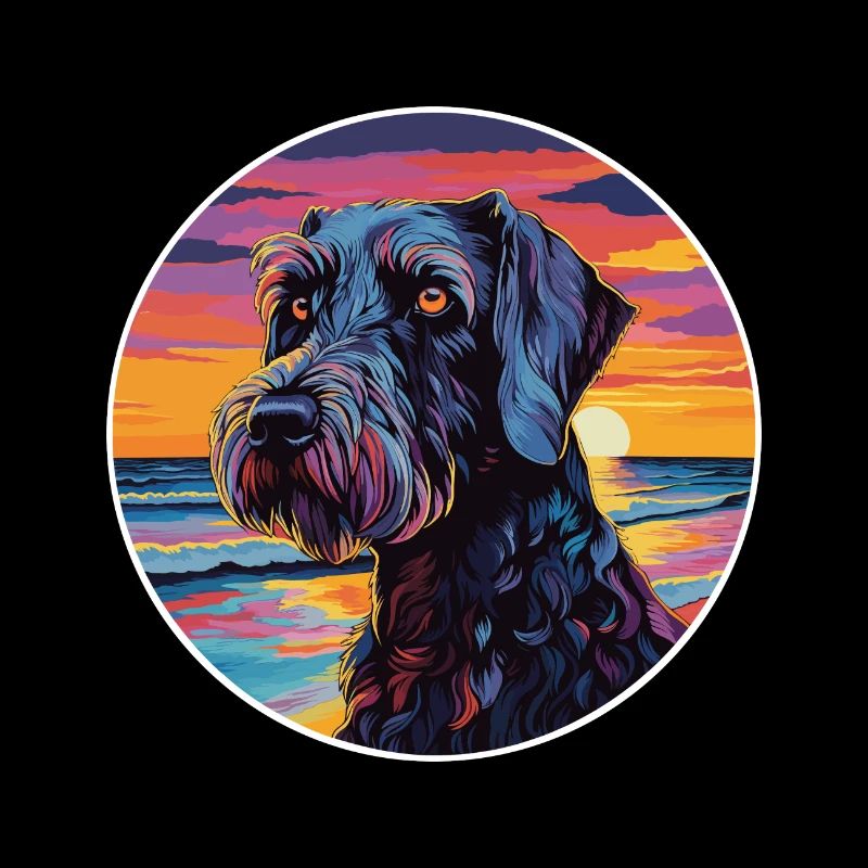 Schnauzer géant race de chien coloré dessin animé Waterco