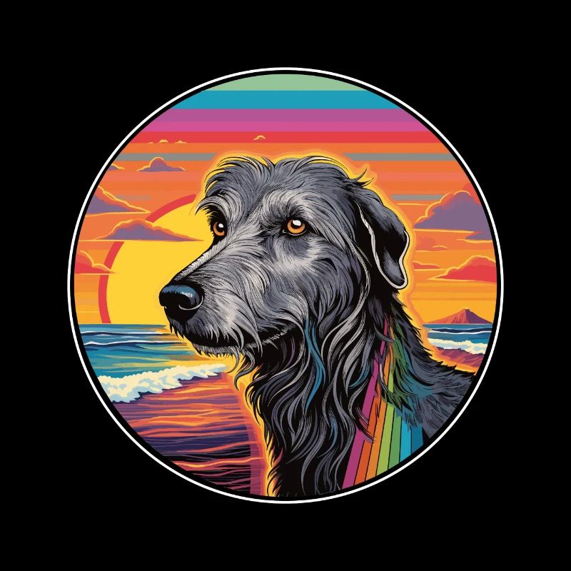 Chien de chien de race de lévrier écossais coloré de bande dessinée Wate