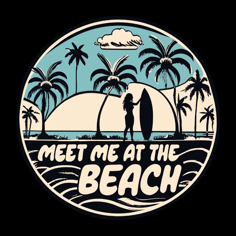 Rencontrez-moi à la plage surfeur disant citation