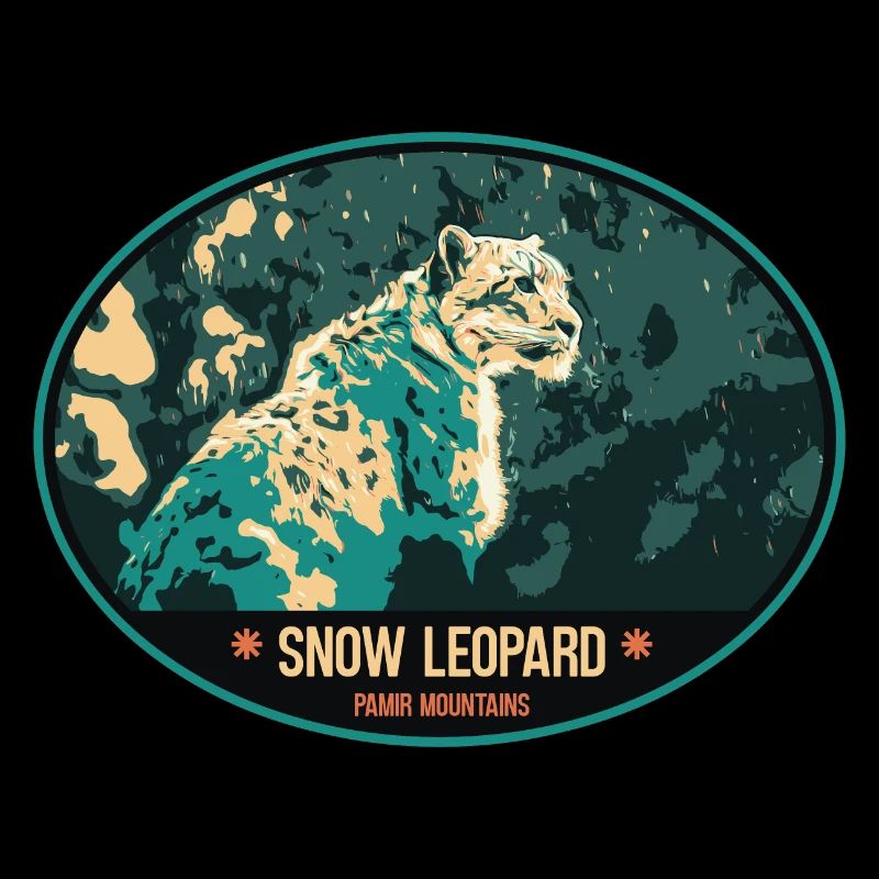 Schneeleopard Illustration Aufnäher