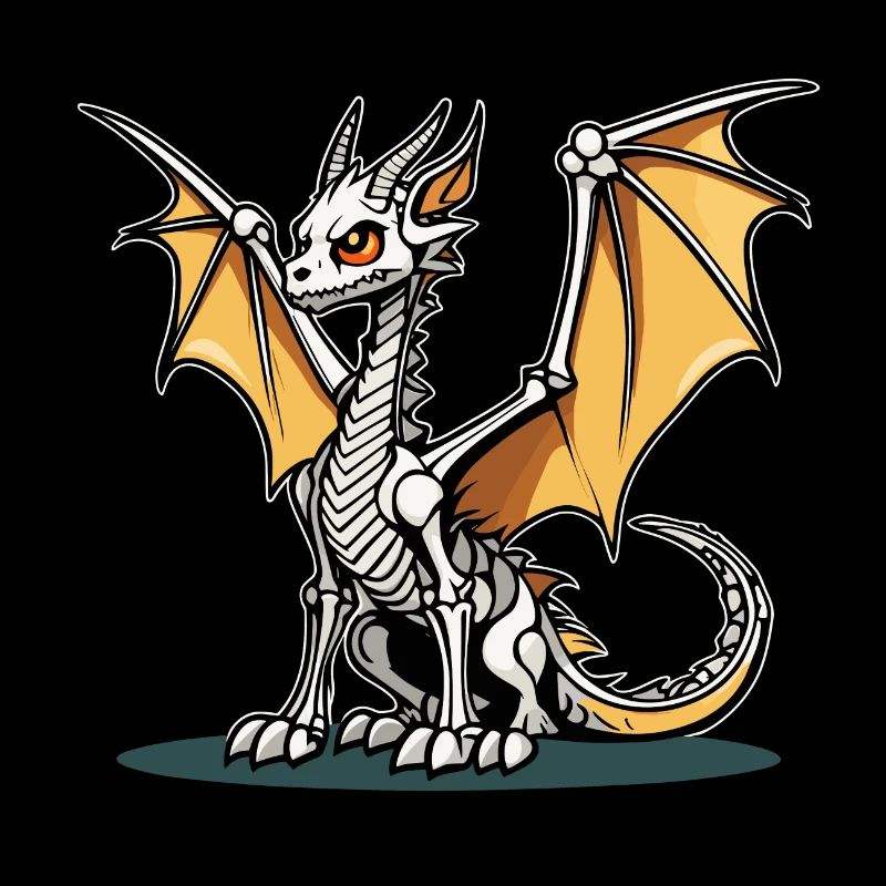 Illustration de squelette de dragon mignon