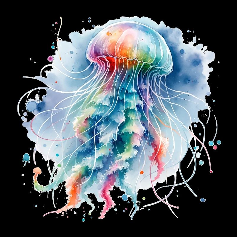 Méduse Aquarelle Coloré Tendance Animal