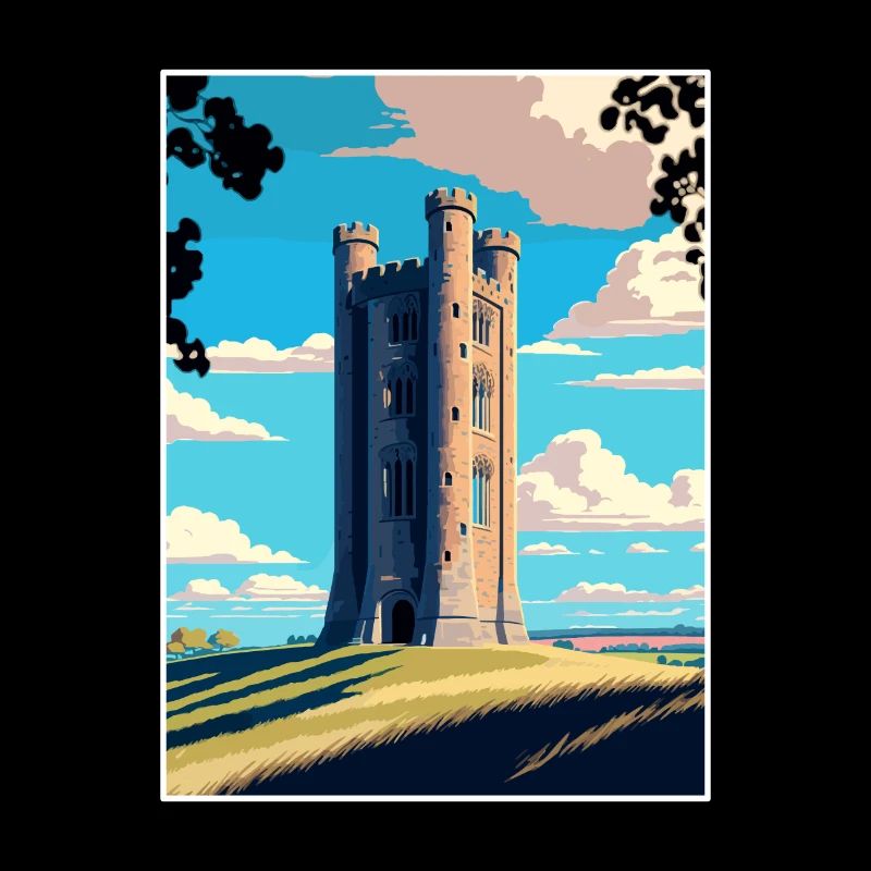 Broadway Tower Angleterre Cotswold affiche de voyage