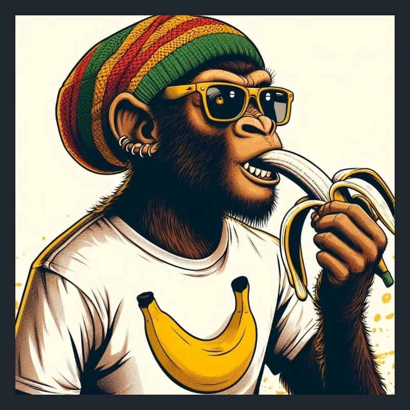 Cool monkey eats banana