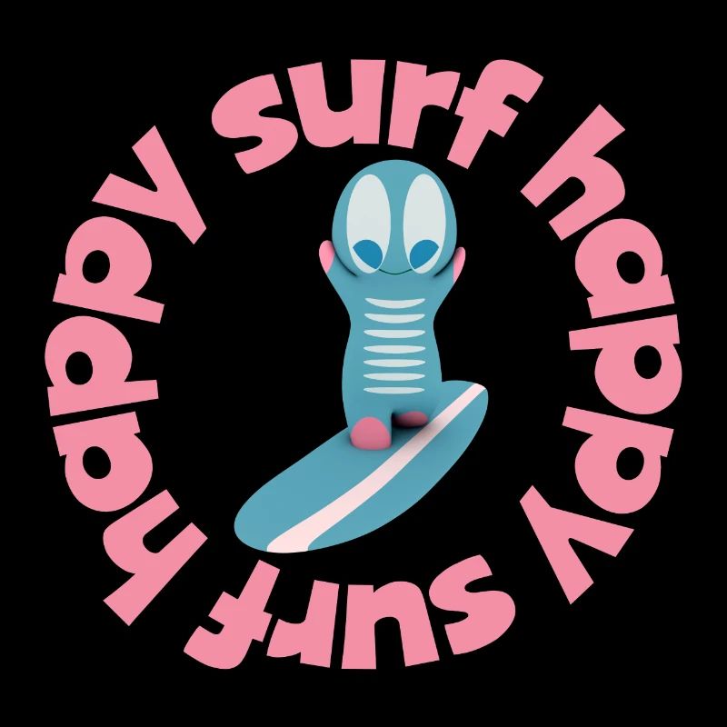 Lustige Surf-Kawaiifigur 
