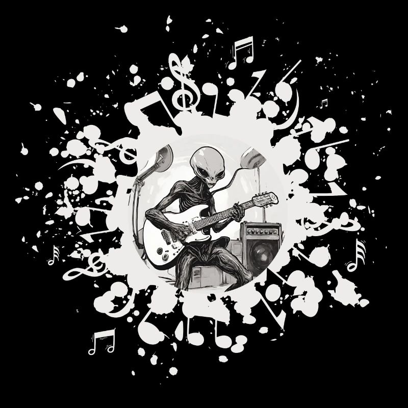 Alien Musiker mit Gitarre