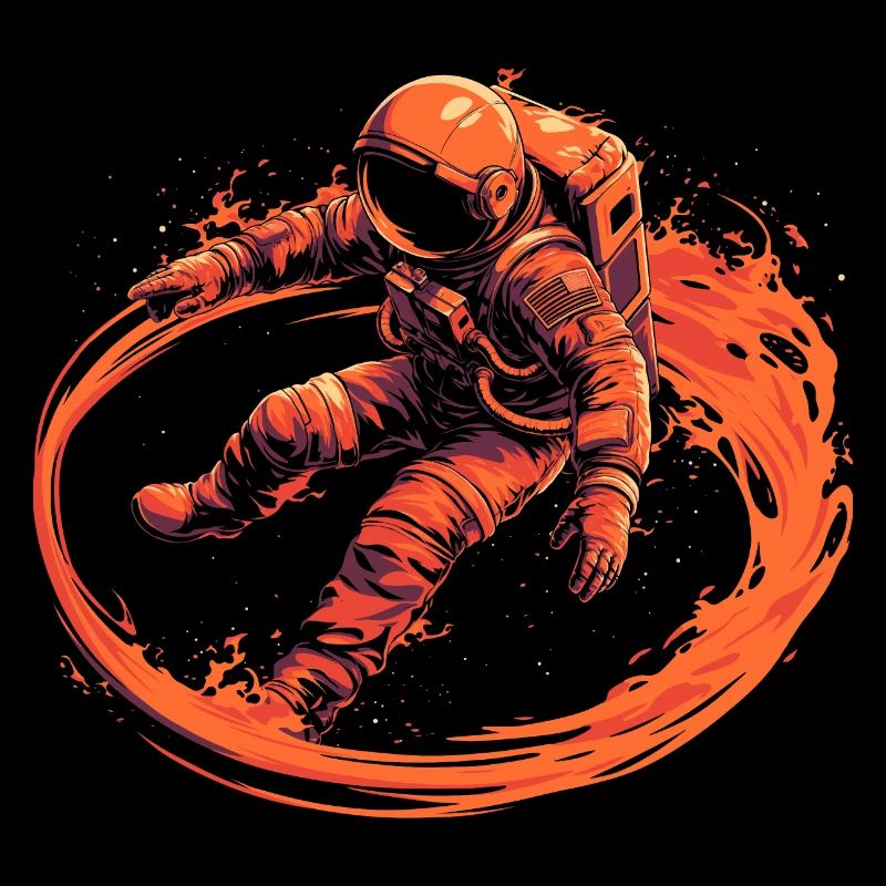 Astronaut von Flammen umzingelt