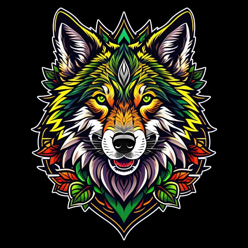 Colourful Wolf Illustration