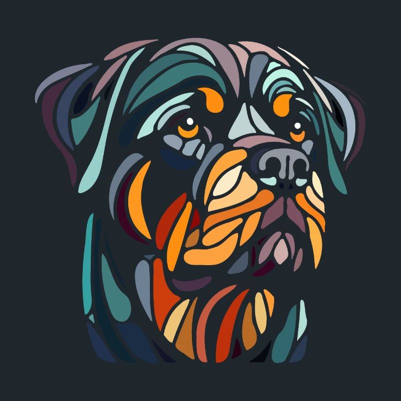Rottweiler Dog Head Geometry Polygon Art