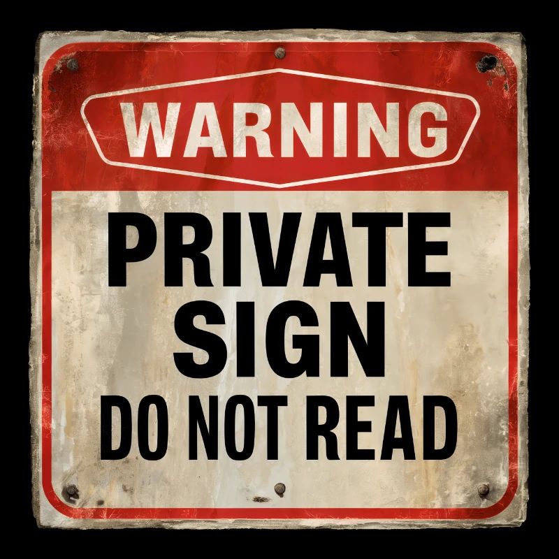 Warning Private Sign Do Not Read Warning Sign