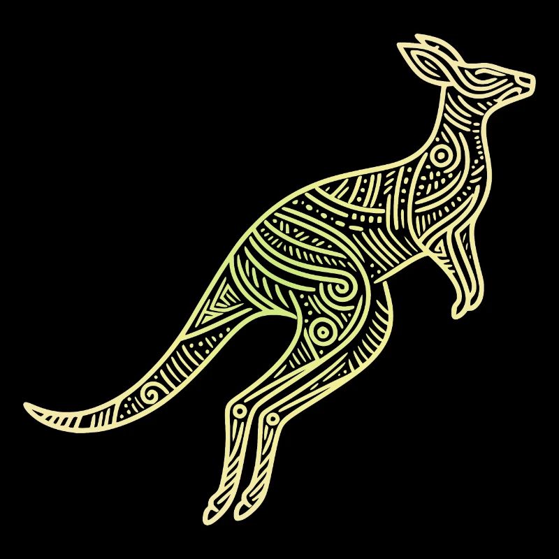 kangourou motifs aborigènes, tribal