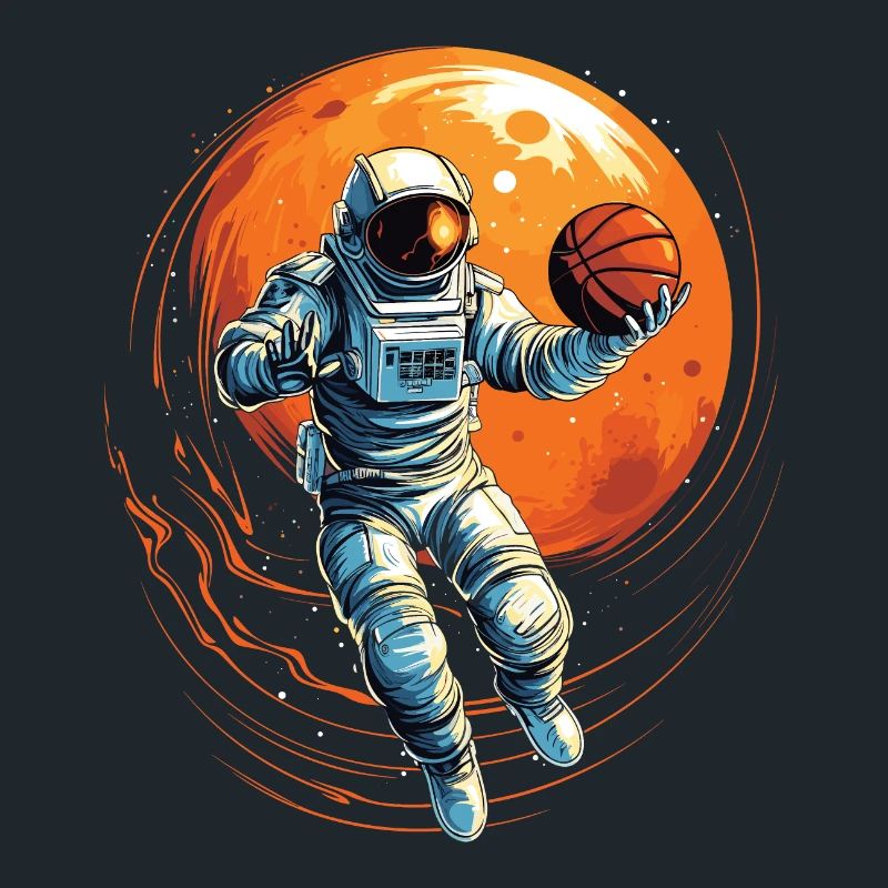 Astronaute basketteur dans l’espace, illustration de bande dessinée