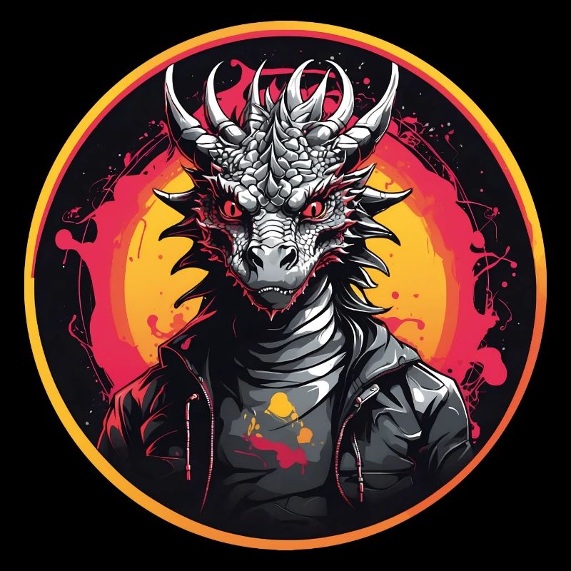 Motif dragon avec cornes