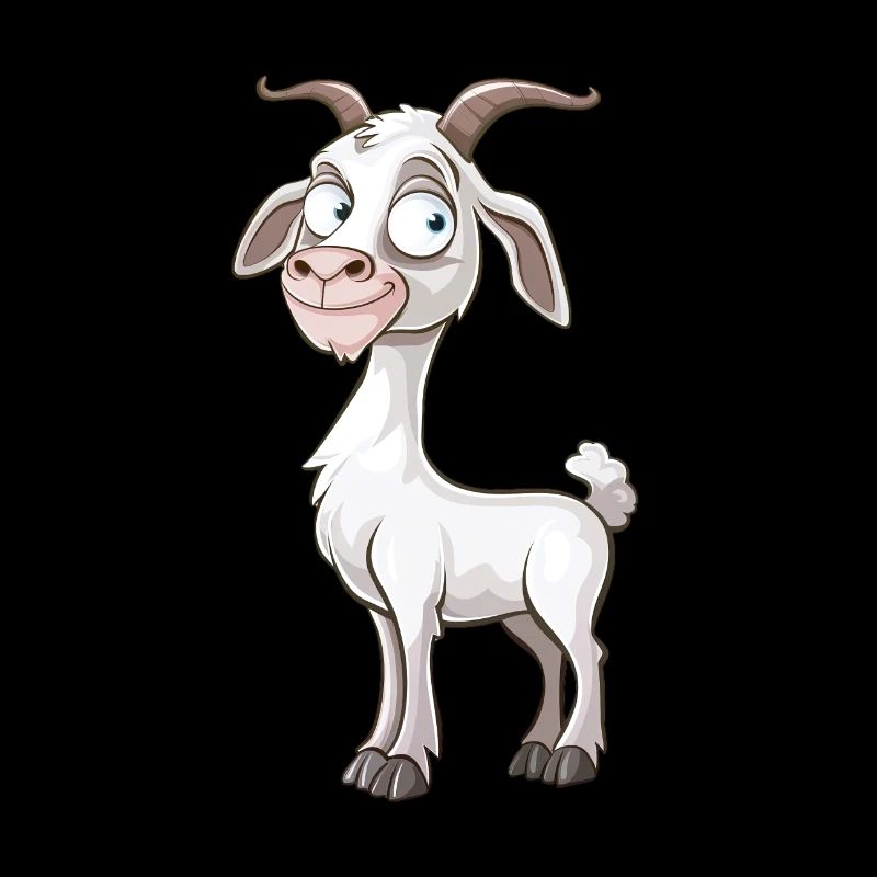 Funny white goat with a mischievous smile