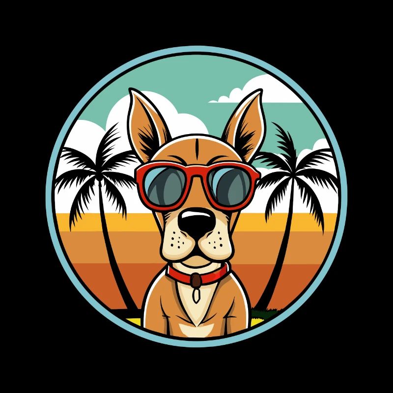 French Gascony Pointer Dog Breed Cartoon Beach