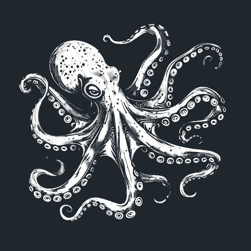 Cool Octopus Octopus Illustration in White
