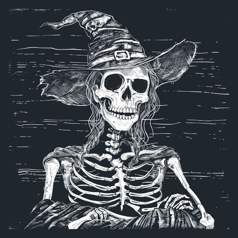 Dark Skeleton Witch with Witch Hat
