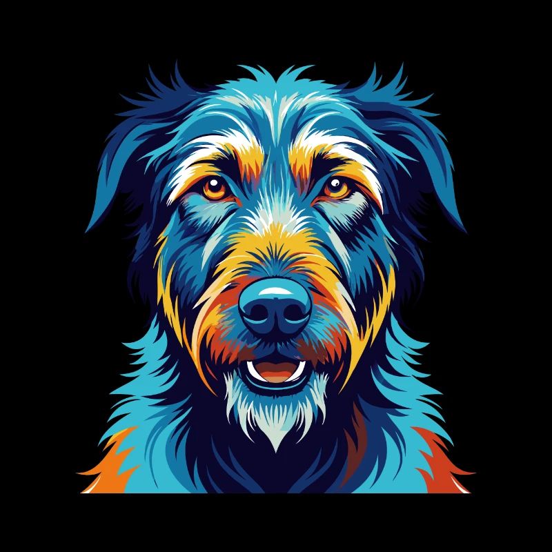 Irischer Wolfshund Hunderasse Bunte Karikatur Kawaii