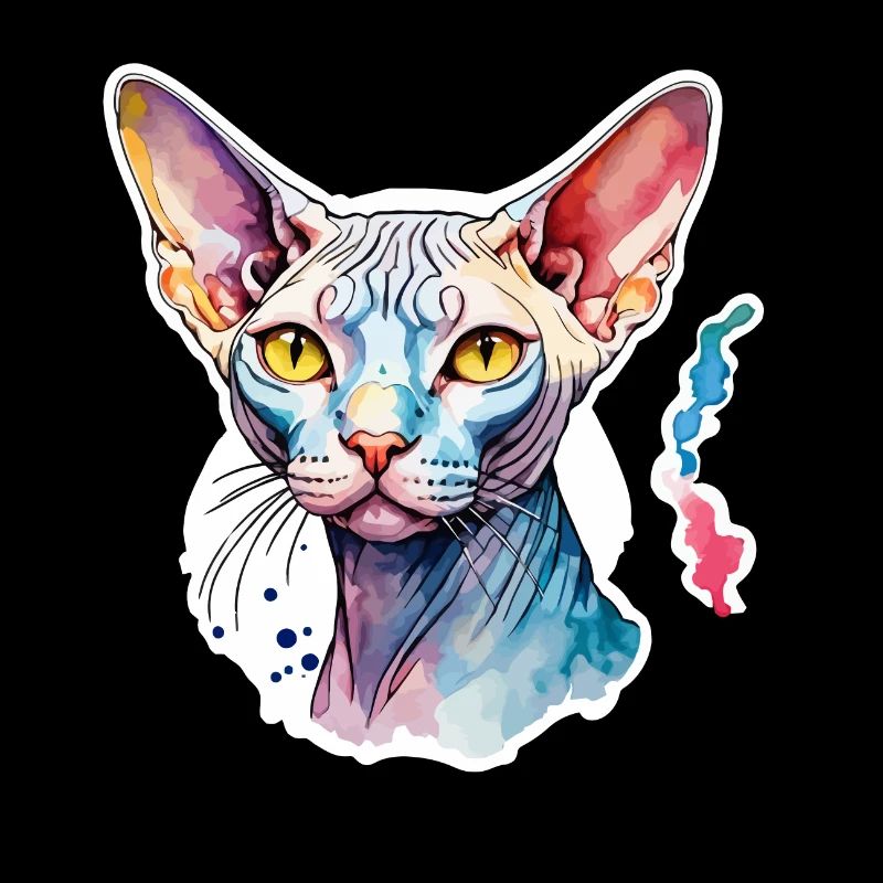 Sphynx Chat Aquarelles