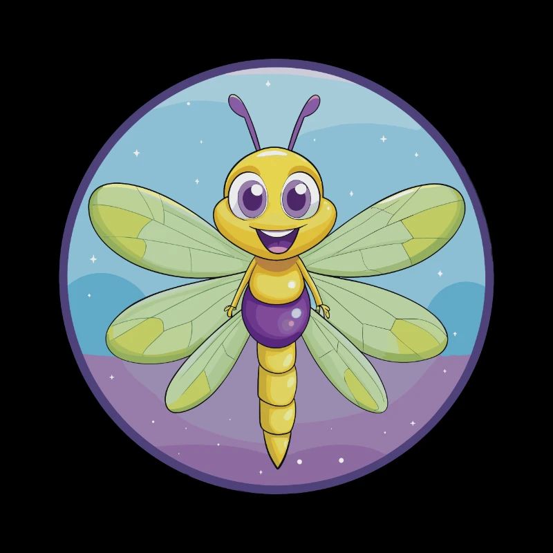libellule mignon kawaii dessin animé clipart animal de compagnie