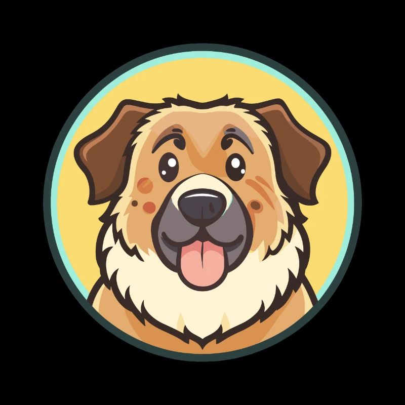 Dessin animé Kawaii de race de chien de berger du Caucase
