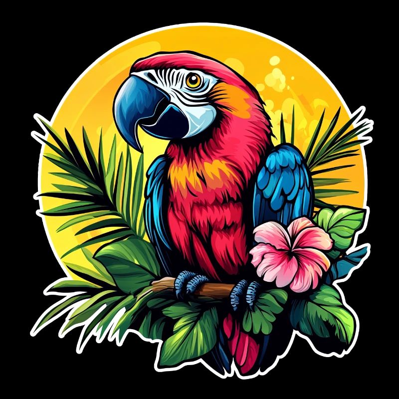 Perroquet tropical dans le cercle solaire
