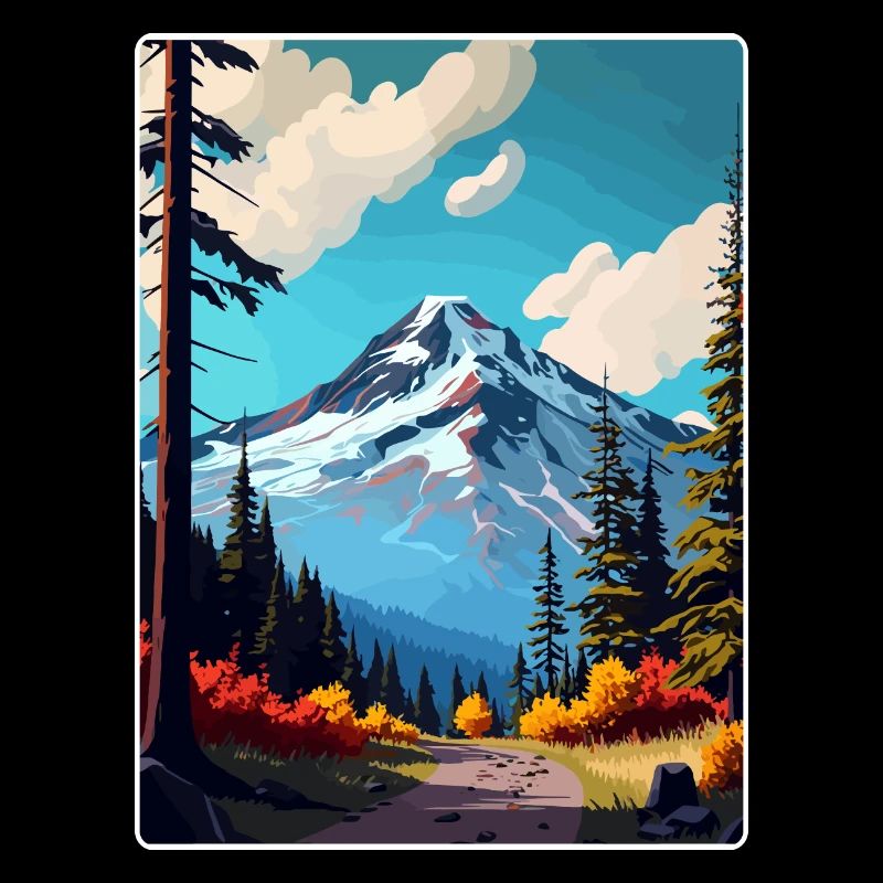 Affiche de voyage dans la forêt nationale du Mont Hood