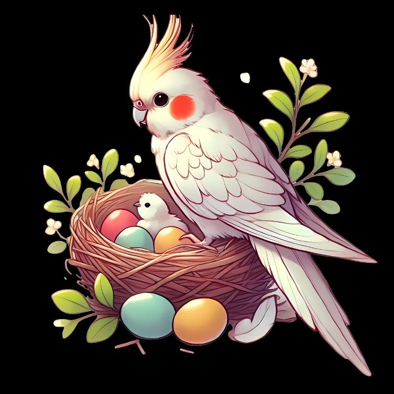 Nymphensittich-Nest mit Eiern Illustration
