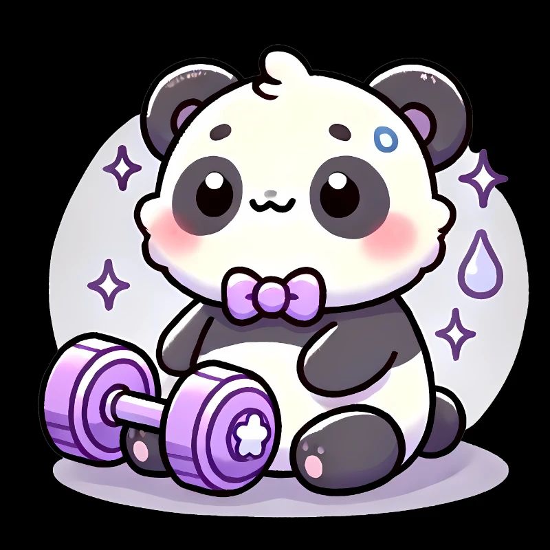Gym Panda avec conception de dessin animé d’haltères