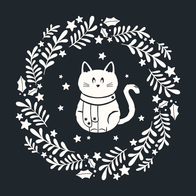 Weihnachtskranz mit süßer Katze