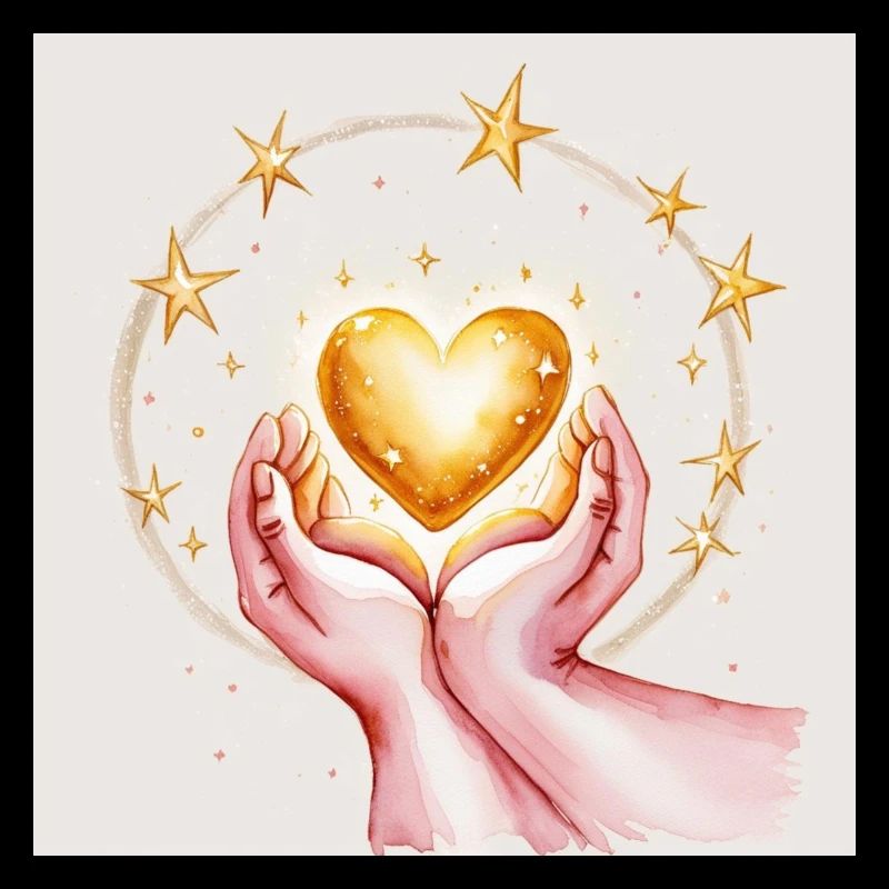 Coeur doré dans la protection des mains