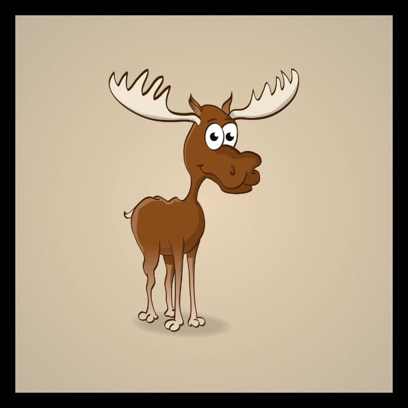 Cartoon style image of a cheerful moose