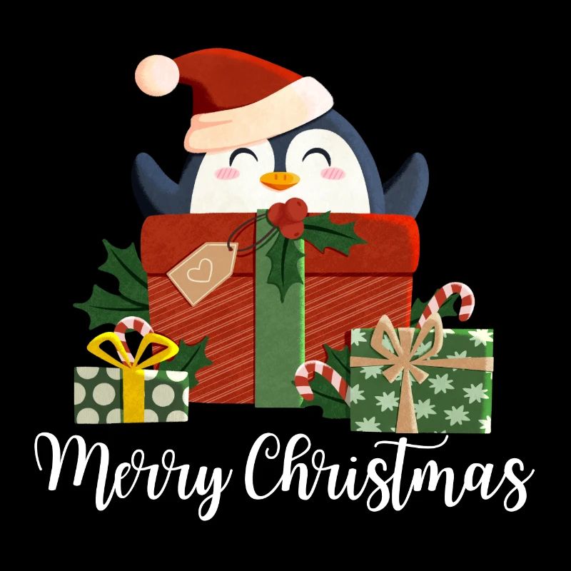 Joyeux Noël - Pingouin de Noël - blanc