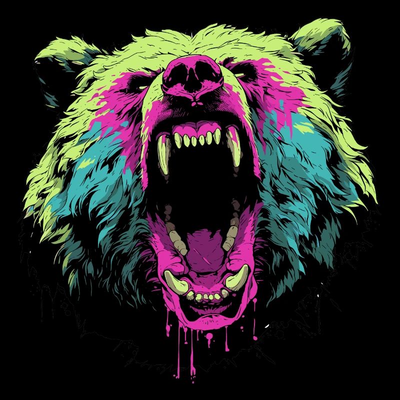 Furious bear in pop art style