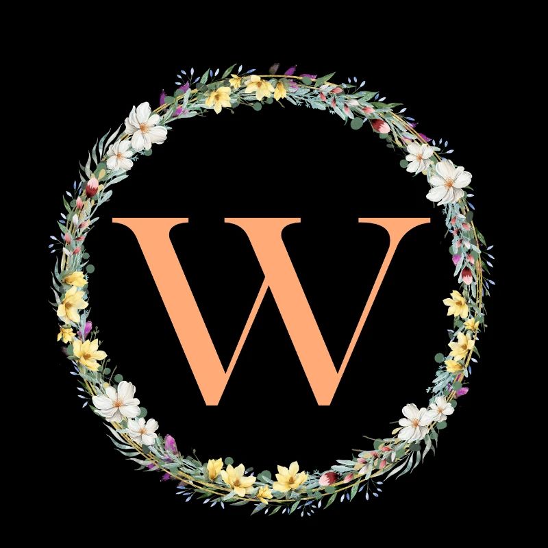 W Monogram, Couronne de fleurs, Personnalisable