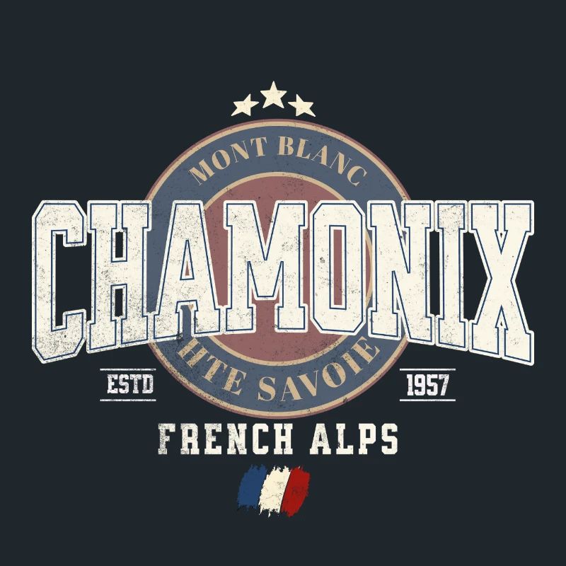 Design Mont Blanc Chamonix avec Drapeau Français