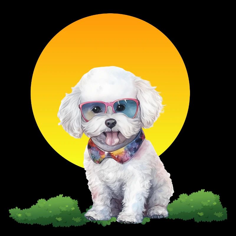 Sunset Pup avec des lunettes de soleil néon
