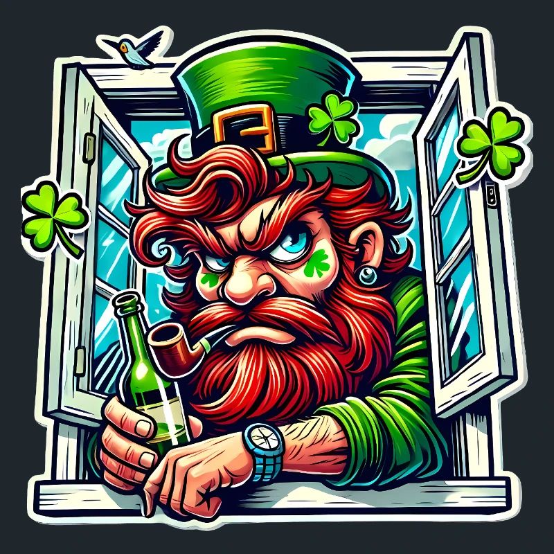 Grumpy Leprechaun St Patricks Window