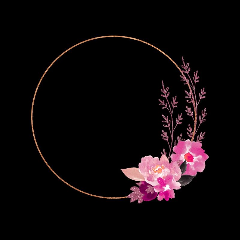 Cadre doré avec des fleurs rose-rouge – noble et ludique