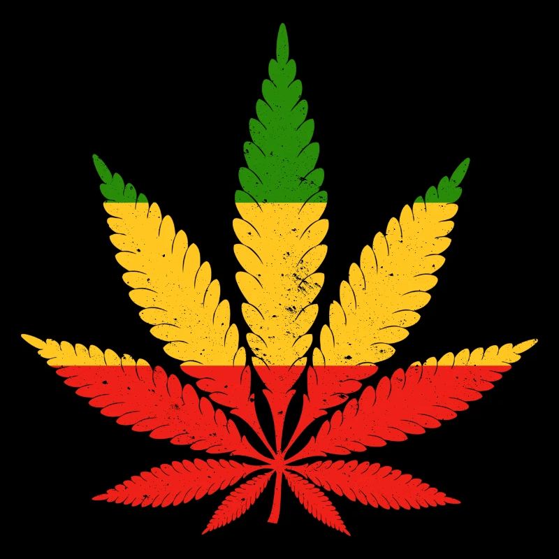 Or rouge Vert Rasta Couleurs Feuille de Cannabis
