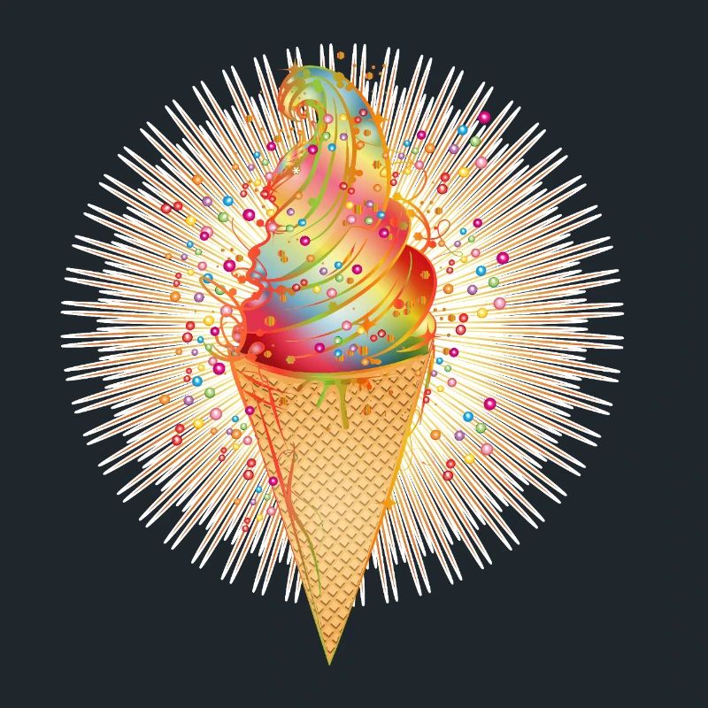 Fröhliches Softeis-Motiv mit Regenbogenfarben