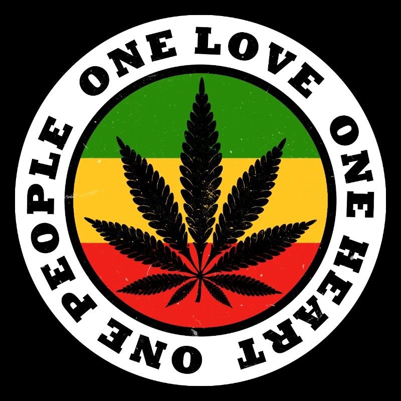 Peace and Love Rasta Leaf Design