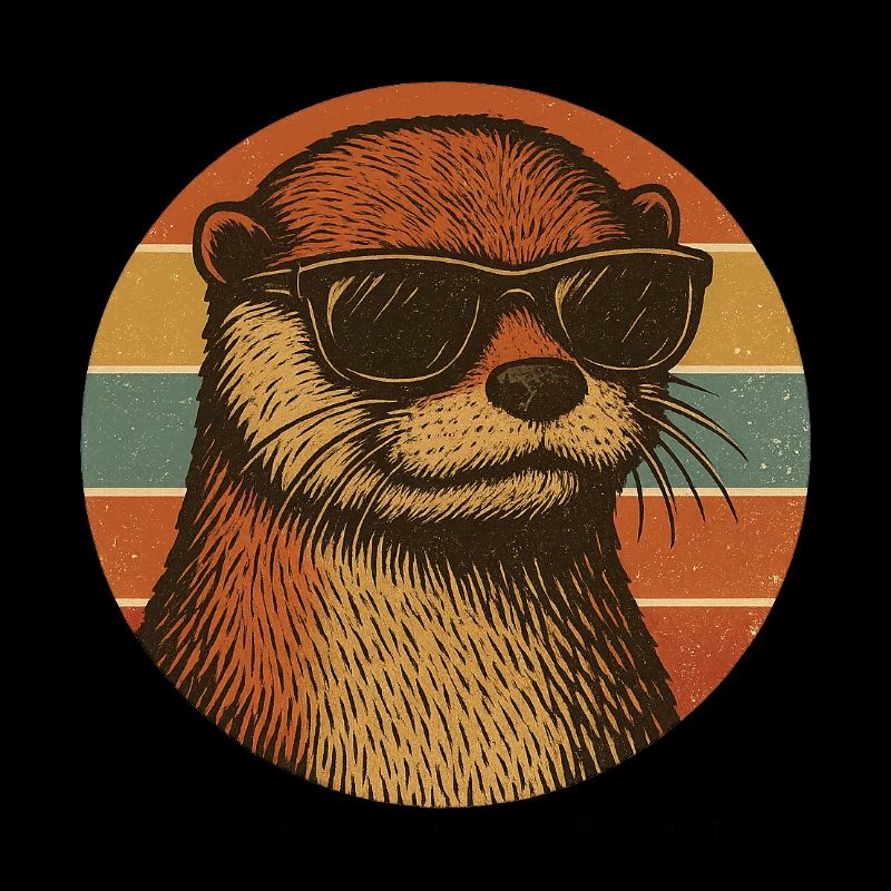 Cool Otter with Sunglasses Retro Design