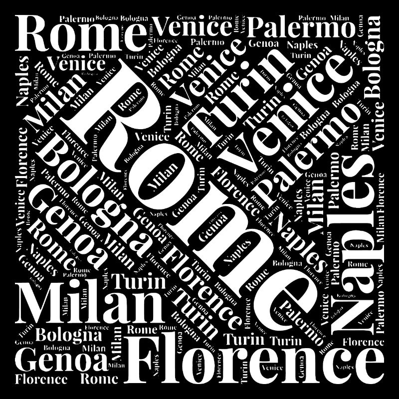 Lebendiges italienisches Stadtbild-Typografie-Design