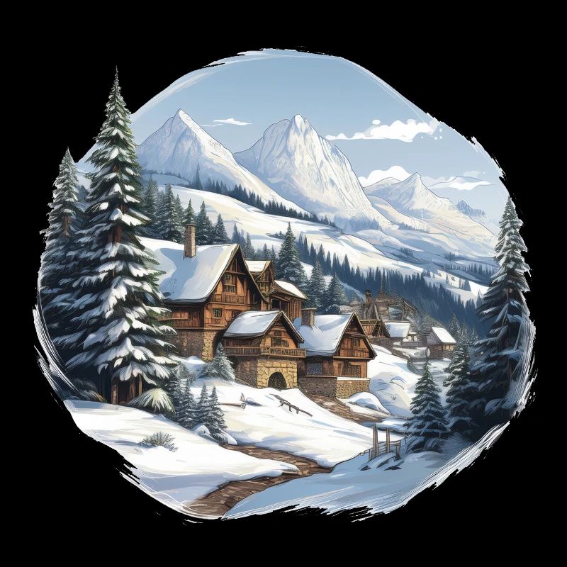 Chalets alpins dans un panorama hivernal