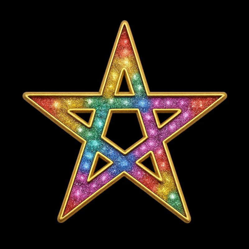 Pentagramm | Leuchtender Regenbogen-Stern