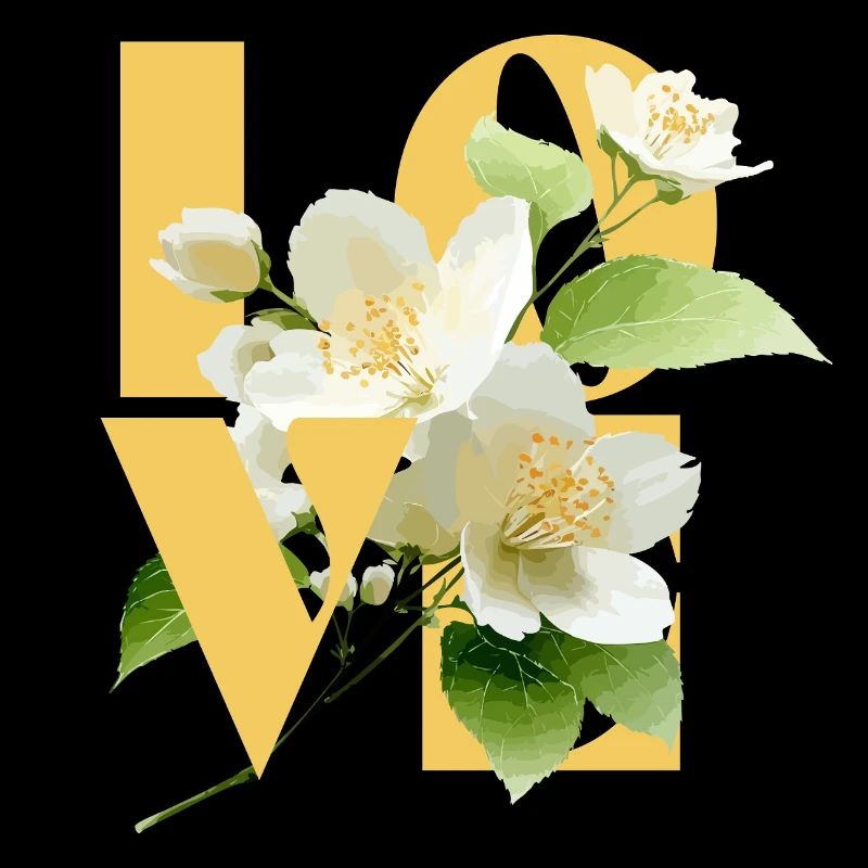 Elegante Jasmin Blumige Liebe Typografie
